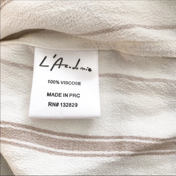 L’Academie Revolve Safari Lace Up Blouse Striped Womens Small - Picture 7 of 8